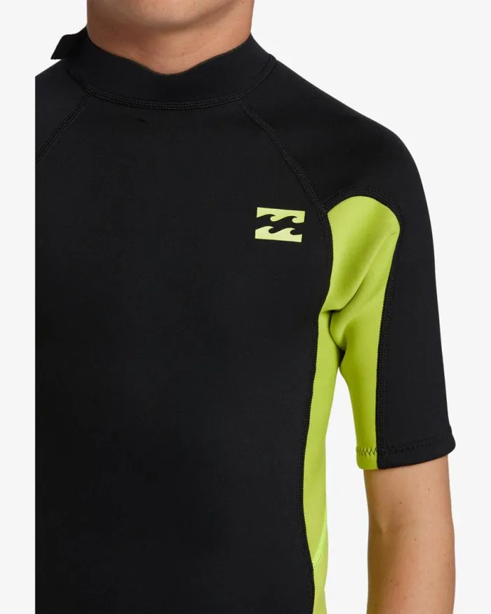 Billabong Boys039 Wetsuits Boys 2mm Foil Back Zip Short Sleeve Spring Wetsuit Fluro Lime 8211 Men Billabong Boys039 Wetsuits Boys 2mm Foil Back Zip Short Sleeve Spring Wetsuit Fluro Lime 8211 Men