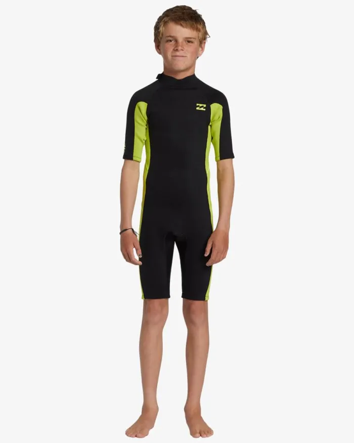 Billabong Boys039 Wetsuits Boys 2mm Foil Back Zip Short Sleeve Spring Wetsuit Fluro Lime 8211 Men Billabong Boys039 Wetsuits Boys 2mm Foil Back Zip Short Sleeve Spring Wetsuit Fluro Lime 8211 Men