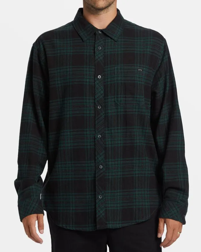 Billabong Flannels Coastline Long Sleeve Flannel Shirt Black 8211 Men