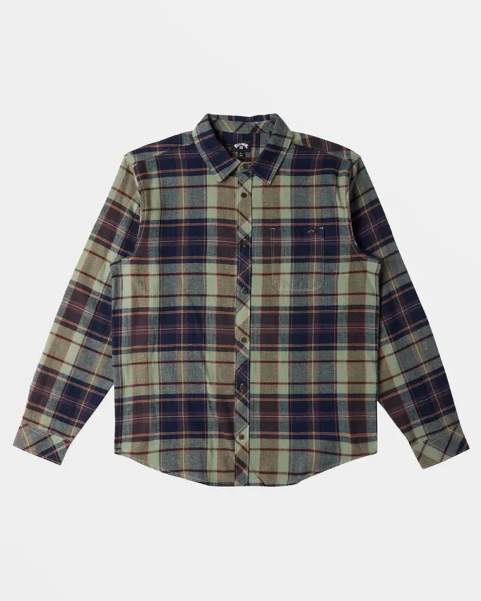 Billabong Flannels Coastline Long Sleeve Flannel Shirt Fern 8211 Men Billabong Flannels Coastline Long Sleeve Flannel Shirt Fern 8211 Men
