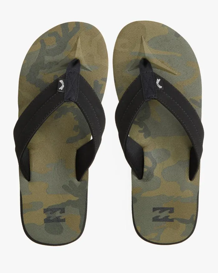 Billabong Flip Flops All Day Impact Print SlipOn Sandals Military Camo 8211 Men