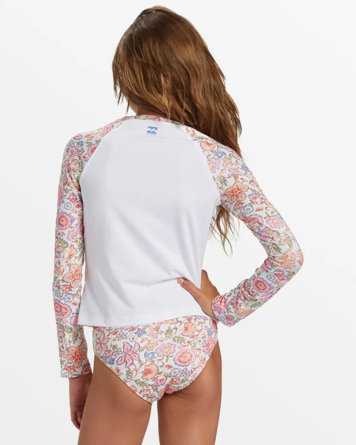 Billabong Girls039 Swim Girls Seaside Garden Long Sleeve Rashguard Salt Crystal 8211 Women