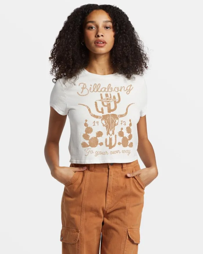 Billabong Graphic Tees and Tanks Go Your Own Way TShirt Salt Crystal 8211 Women