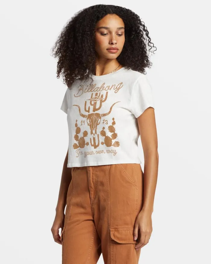 Billabong Graphic Tees and Tanks Go Your Own Way TShirt Salt Crystal 8211 Women Billabong Graphic Tees and Tanks Go Your Own Way TShirt Salt Crystal 8211 Women