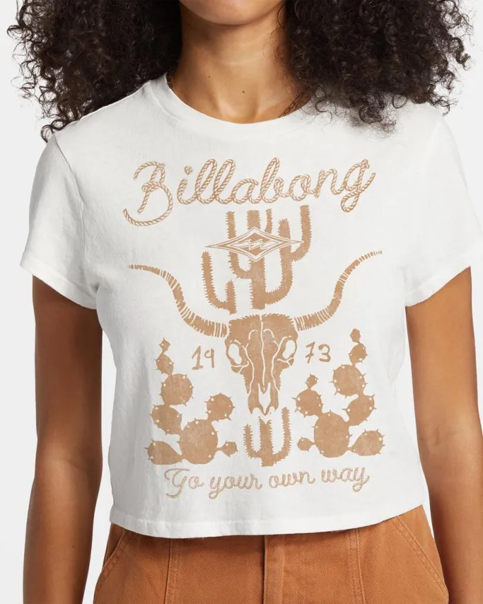 Billabong Graphic Tees and Tanks Go Your Own Way TShirt Salt Crystal 8211 Women Billabong Graphic Tees and Tanks Go Your Own Way TShirt Salt Crystal 8211 Women