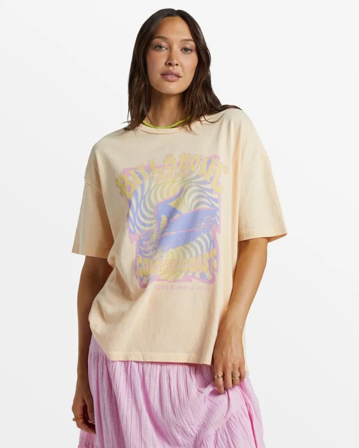 Billabong Graphic Tees and Tanks Since 73 Oversized TShirt Peach Whip 8211 Women