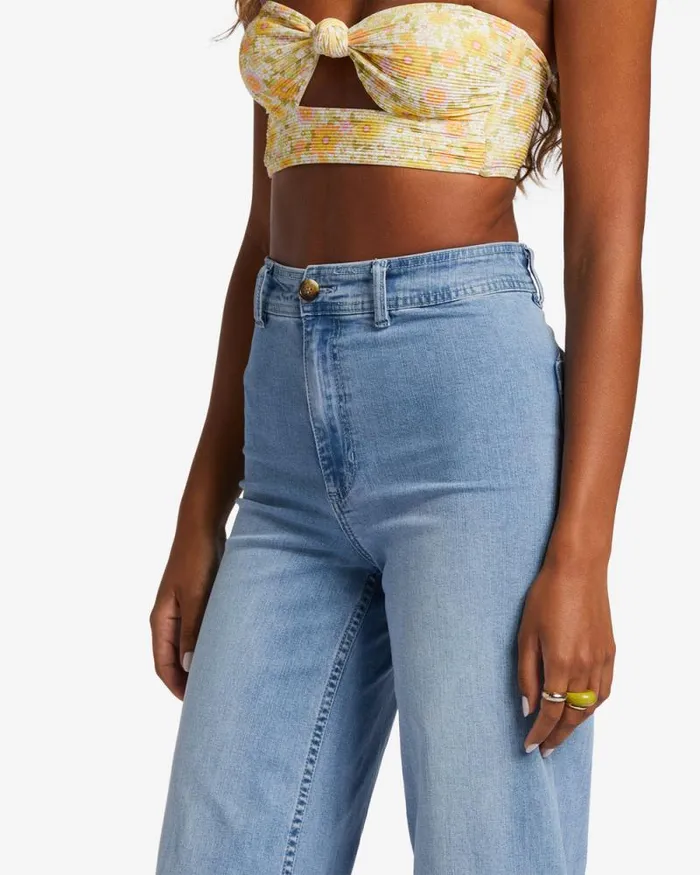 Billabong Jeans and Pants Free Fall Indigo WideLeg Jeans Surf Spray 8211 Women