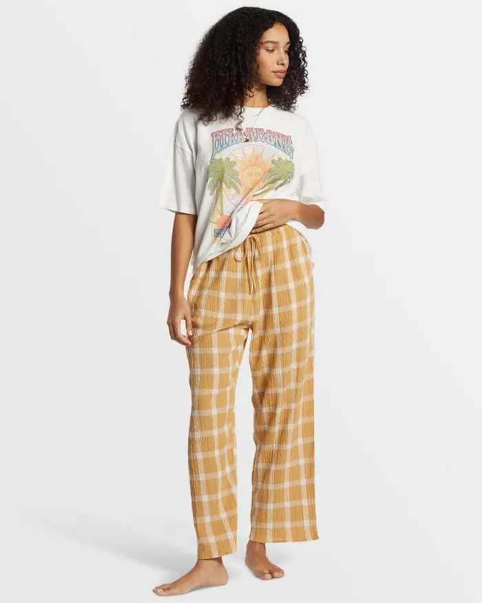 Billabong Jeans and Pants Plaid Out Elastic Waist Pants Hemp 2 8211 Women
