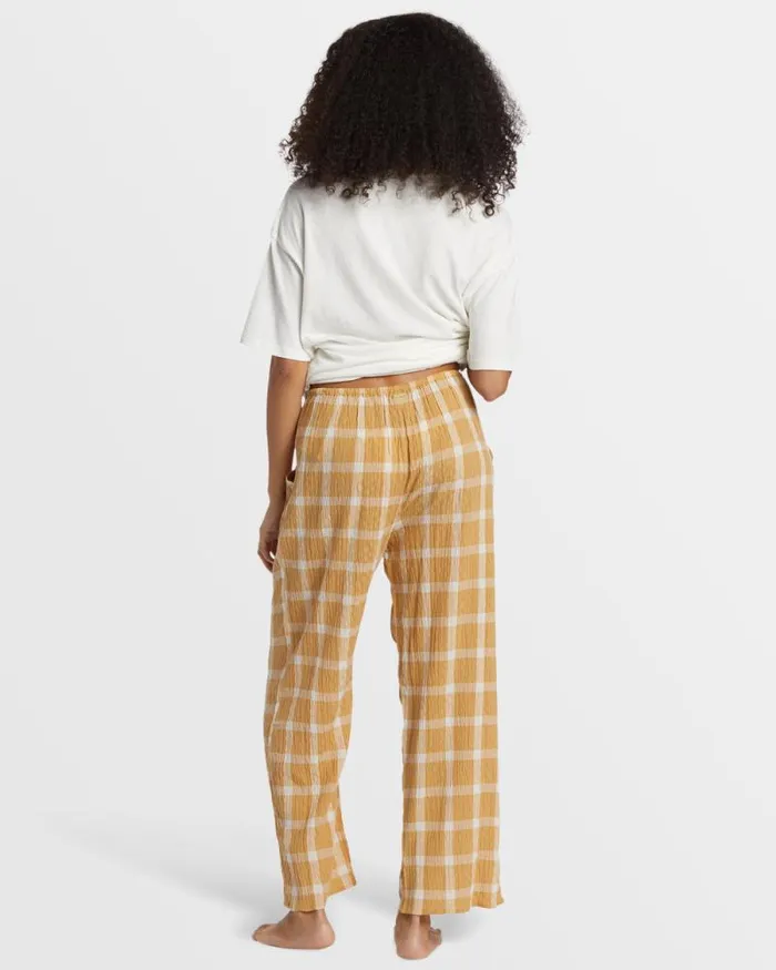 Billabong Jeans and Pants Plaid Out Elastic Waist Pants Hemp 2 8211 Women