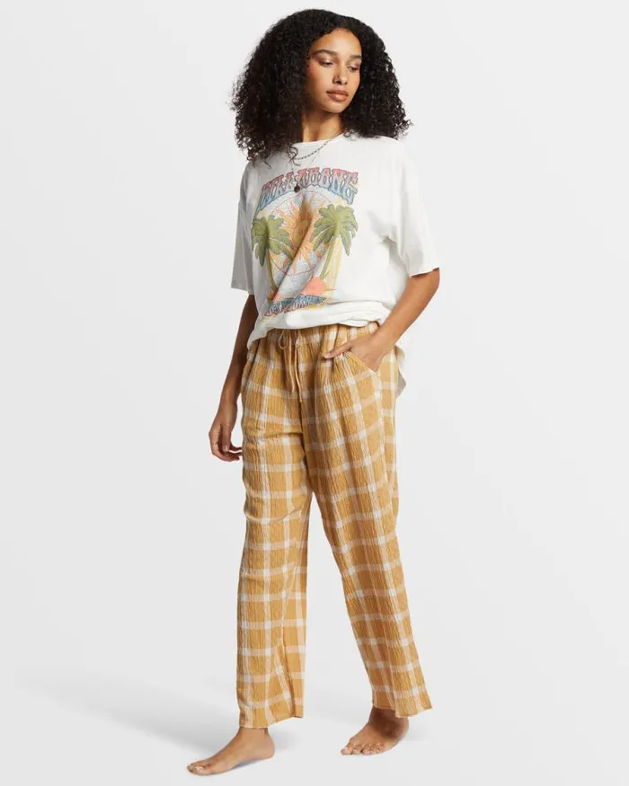 Billabong Jeans and Pants Plaid Out Elastic Waist Pants Hemp 2 8211 Women
