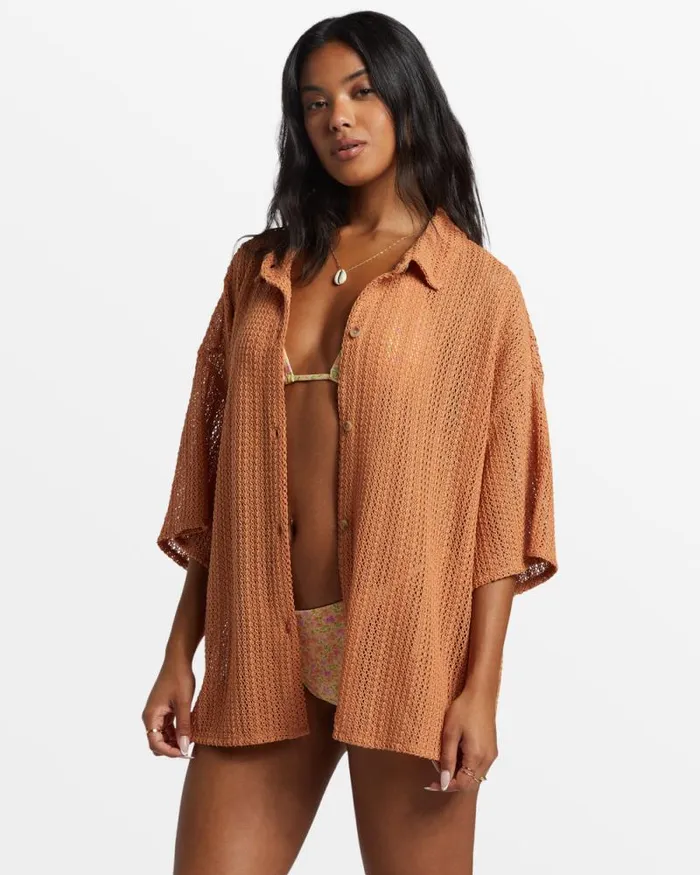 Billabong Matching Sets Largo Overshirt Cover Up Toffee 8211 Women Billabong Matching Sets Largo Overshirt Cover Up Toffee 8211 Women