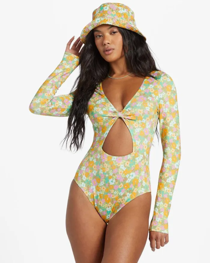 Billabong One Pieces On The Bright Side Surf Tee Palm Green 8211 Women