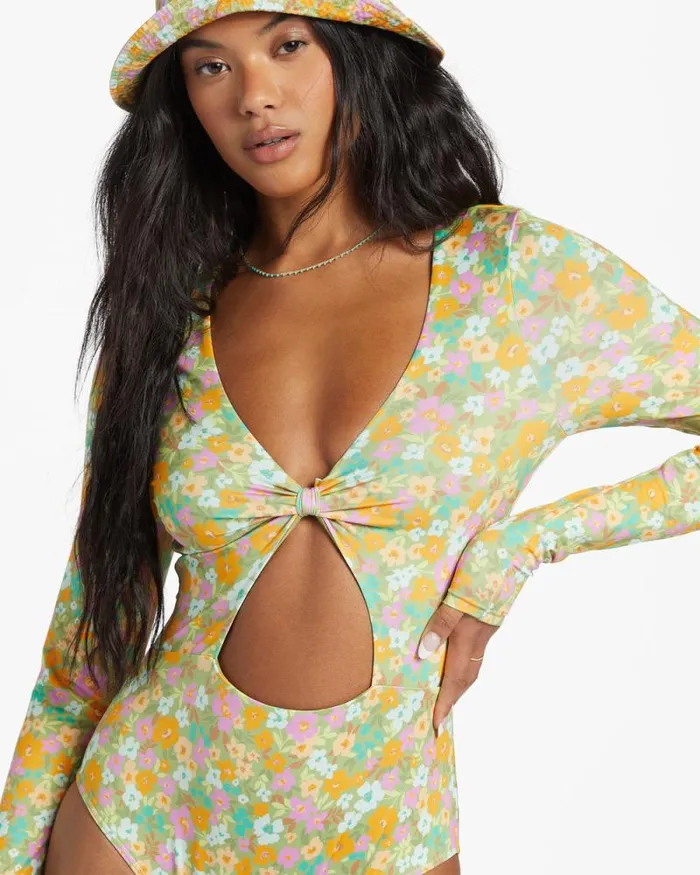 Billabong One Pieces On The Bright Side Surf Tee Palm Green 8211 Women
