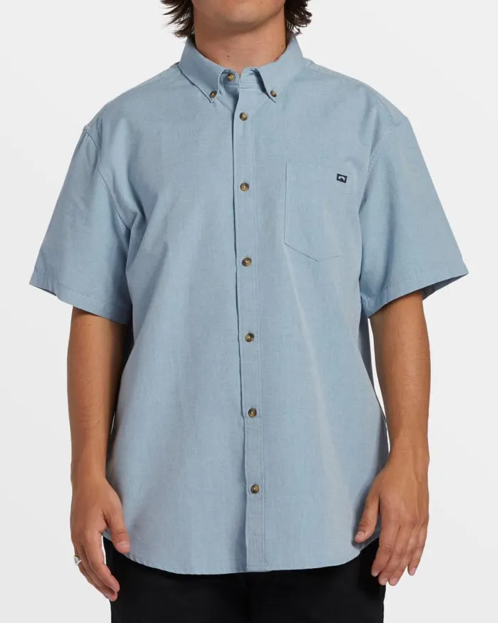 Billabong Shirts All Day Short Sleeve Shirt Powder Blue 8211 Men