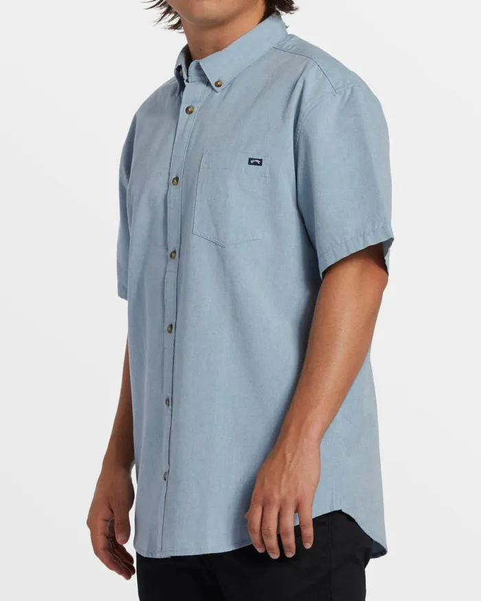 Billabong Shirts All Day Short Sleeve Shirt Powder Blue 8211 Men