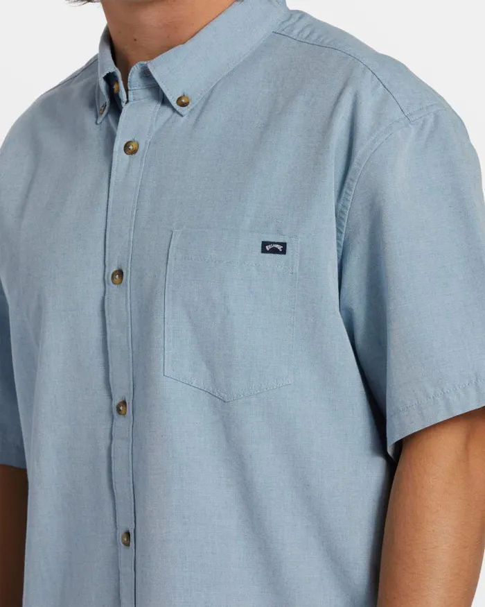 Billabong Shirts All Day Short Sleeve Shirt Powder Blue 8211 Men