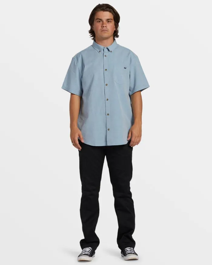 Billabong Shirts All Day Short Sleeve Shirt Powder Blue 8211 Men