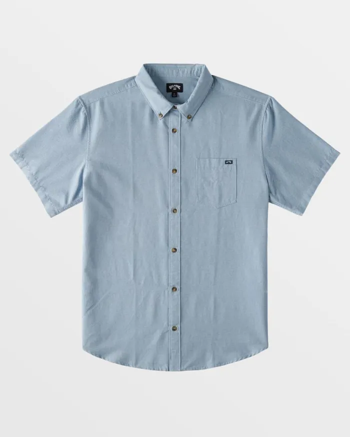 Billabong Shirts All Day Short Sleeve Shirt Powder Blue 8211 Men