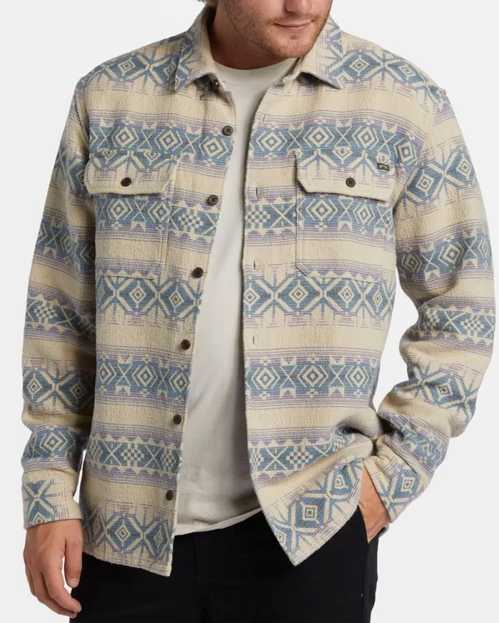 Billabong Shirts Offshore Jacquard Flannel Long Sleeve Shirt Taupe 8211 Men