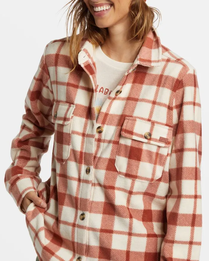 Billabong Tops Forge Fleece Flannel Jacket Sweet Chocolate 8211 Women Billabong Tops Forge Fleece Flannel Jacket Sweet Chocolate 8211 Women