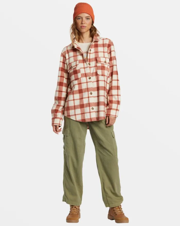 Billabong Tops Forge Fleece Flannel Jacket Sweet Chocolate 8211 Women Billabong Tops Forge Fleece Flannel Jacket Sweet Chocolate 8211 Women