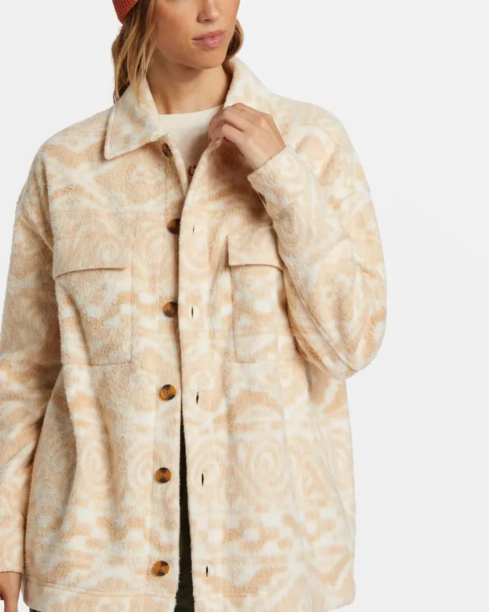 Billabong Tops Happy Camper Shacket Button Sweater Wet Sand 8211 Women Billabong Tops Happy Camper Shacket Button Sweater Wet Sand 8211 Women
