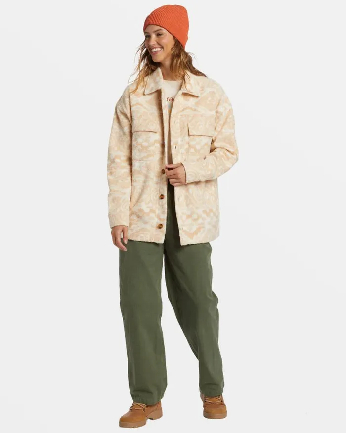 Billabong Tops Happy Camper Shacket Button Sweater Wet Sand 8211 Women Billabong Tops Happy Camper Shacket Button Sweater Wet Sand 8211 Women