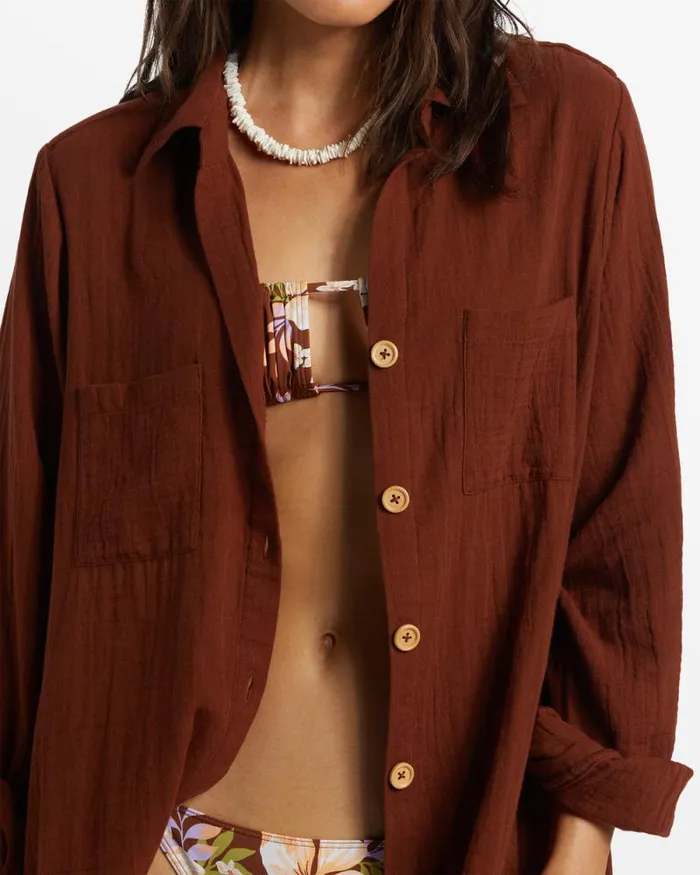 Billabong Tops Swell Shirt Shirt Toasted Coconut 8211 Women Billabong Tops Swell Shirt Shirt Toasted Coconut 8211 Women