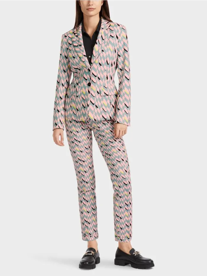 Blazer Damen Marc Cain Blazer Im Grafischen Dessin Dark Sky Blue