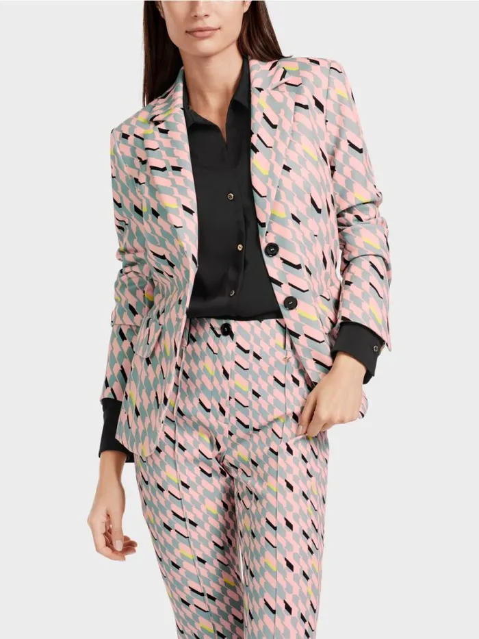 Blazer Damen Marc Cain Blazer Im Grafischen Dessin Dark Sky Blue
