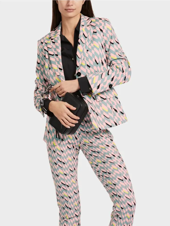 Blazer Damen Marc Cain Blazer Im Grafischen Dessin Dark Sky Blue