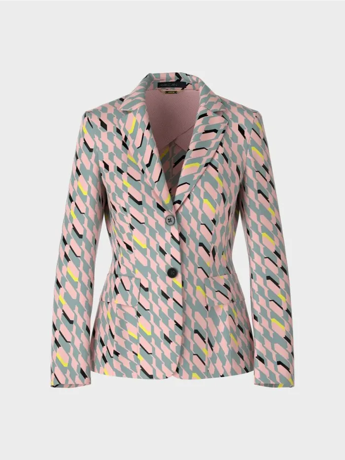 Blazer Damen Marc Cain Blazer Im Grafischen Dessin Dark Sky Blue