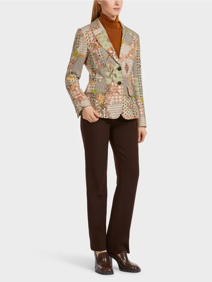 Blazer Damen Marc Cain Blazer Im PatchworkPrint Deep Pumpkin