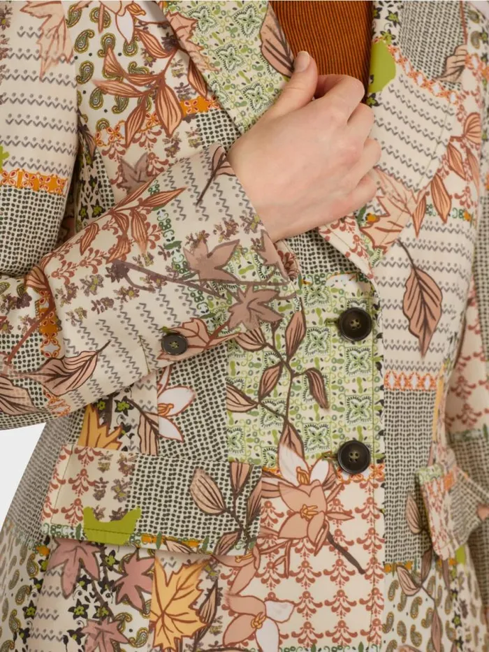 Blazer Damen Marc Cain Blazer Im PatchworkPrint Deep Pumpkin
