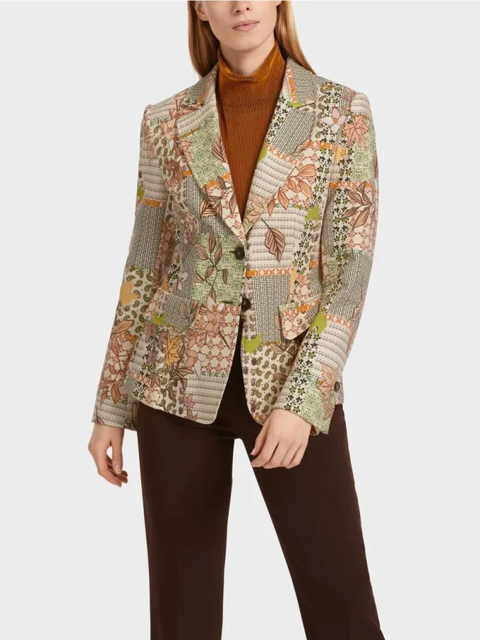 Blazer Damen Marc Cain Blazer Im PatchworkPrint Deep Pumpkin