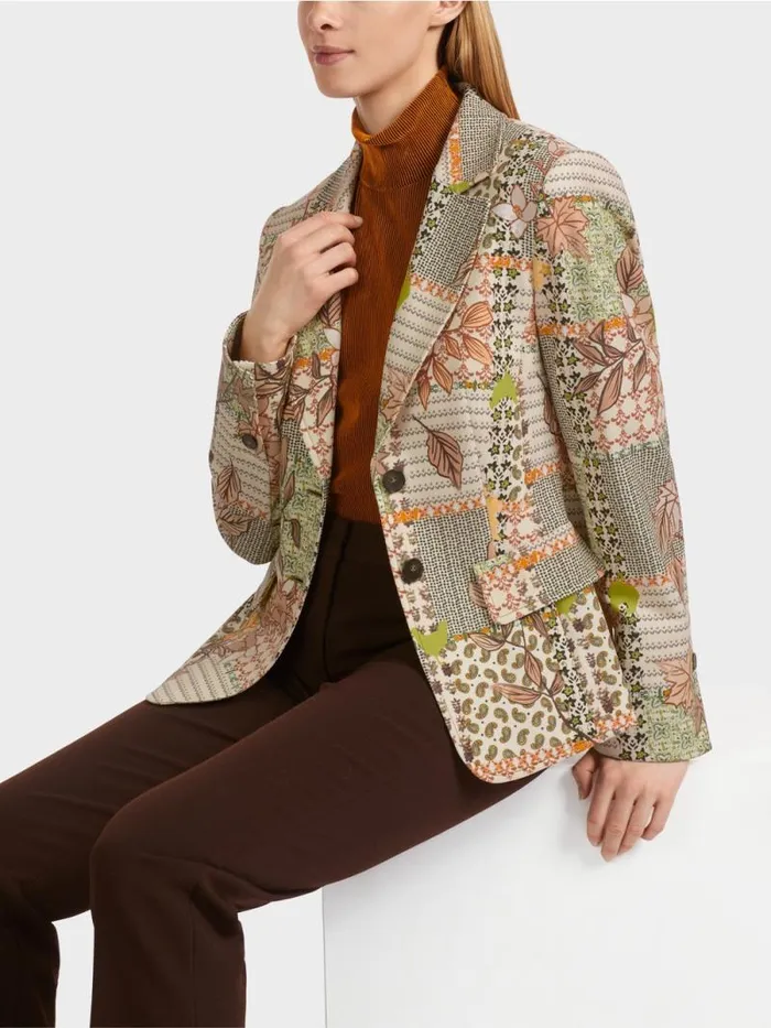 Blazer Damen Marc Cain Blazer Im PatchworkPrint Deep Pumpkin
