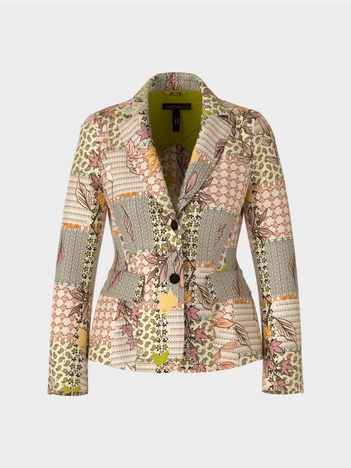 Blazer Damen Marc Cain Blazer Im PatchworkPrint Deep Pumpkin