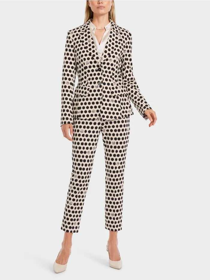Blazer Damen Marc Cain Krpernaher Blazer Mit Tupfendessin Black