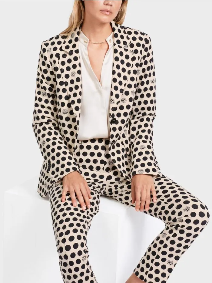 Blazer Damen Marc Cain Krpernaher Blazer Mit Tupfendessin Black