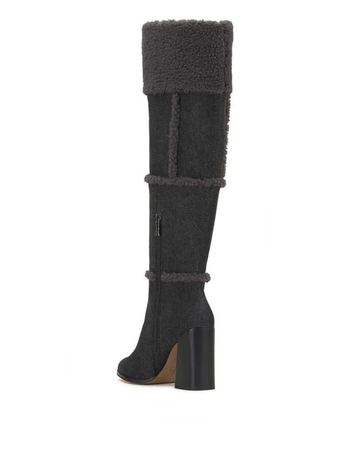 Boots and Booties Shoes Jessica Simpson Rustina Over The Knee Boot In Grey Wash Denim