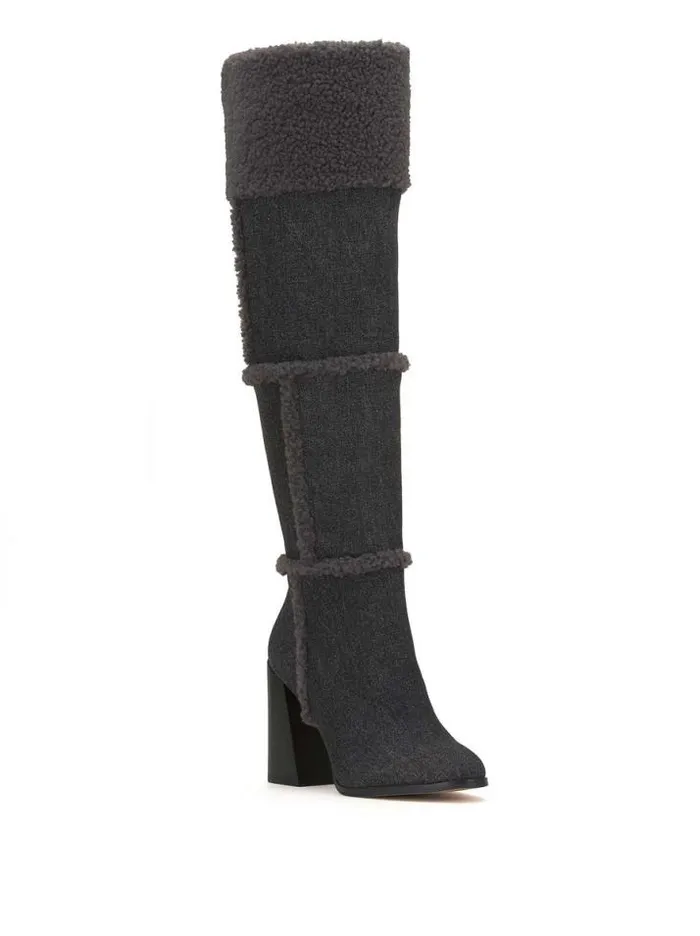 Boots and Booties Shoes Jessica Simpson Rustina Over The Knee Boot In Grey Wash Denim