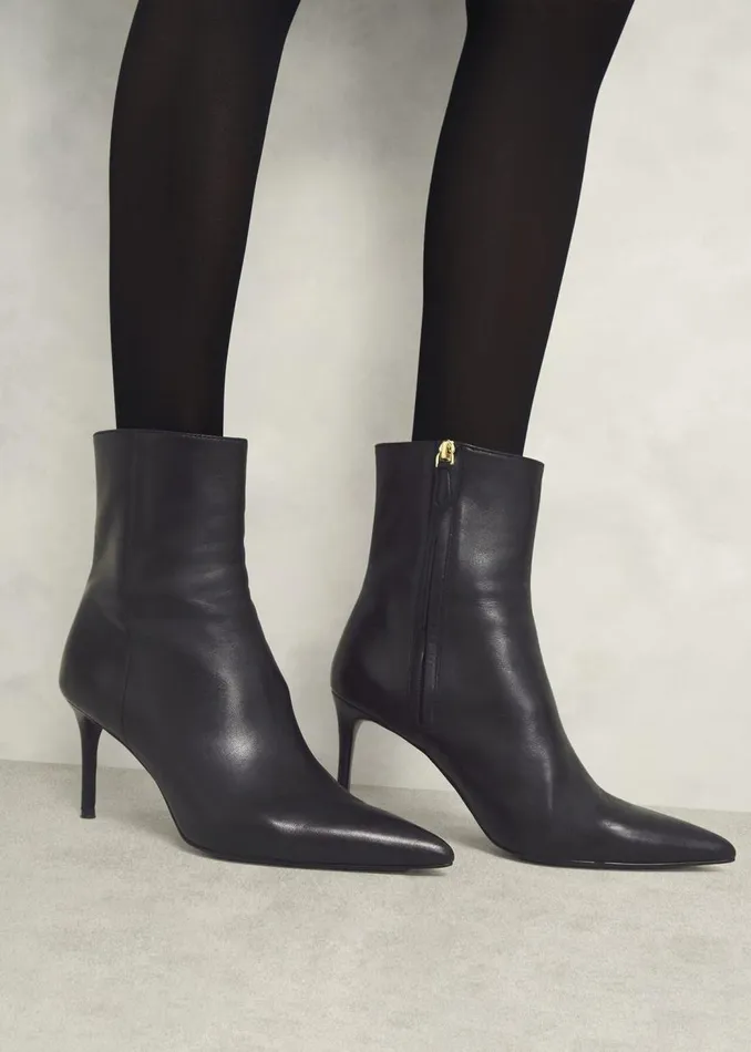 Boots Women HOBBS Aria Leather Ankle Boots Black
