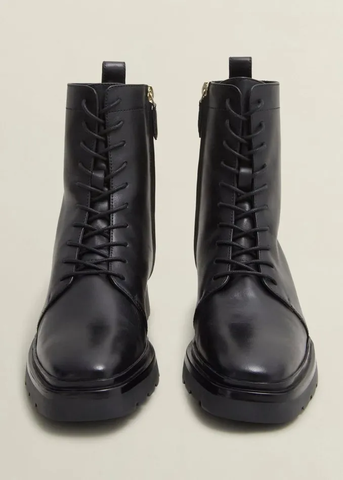 Boots Women HOBBS Farrah Leather LaceUp Boots Black