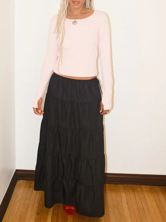 Bottoms Lisa Says Gah Women Tiered Maxi Skirt Black
