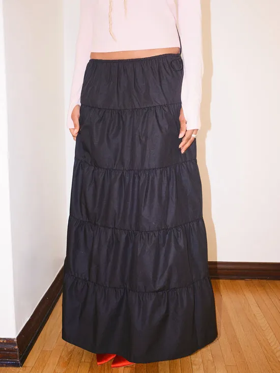 Bottoms Lisa Says Gah Women Tiered Maxi Skirt Black