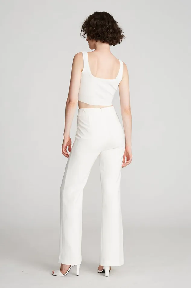 Bottoms Women Halston Bailee Pant In Stretch Crepe Chalk
