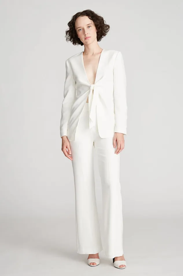 Bottoms Women Halston Bailee Pant In Stretch Crepe Chalk