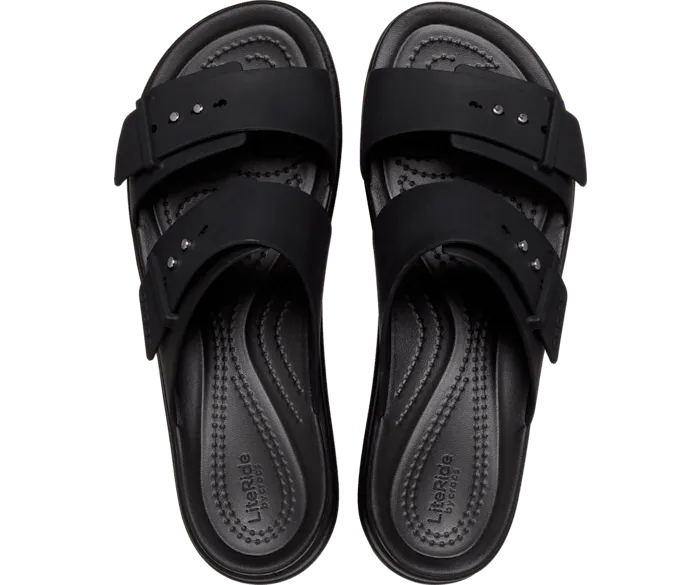 Brooklyn Buckle Black Women Crocs Slides