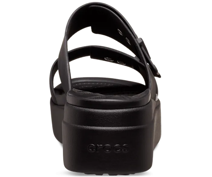 Brooklyn Buckle Black Women Crocs Slides