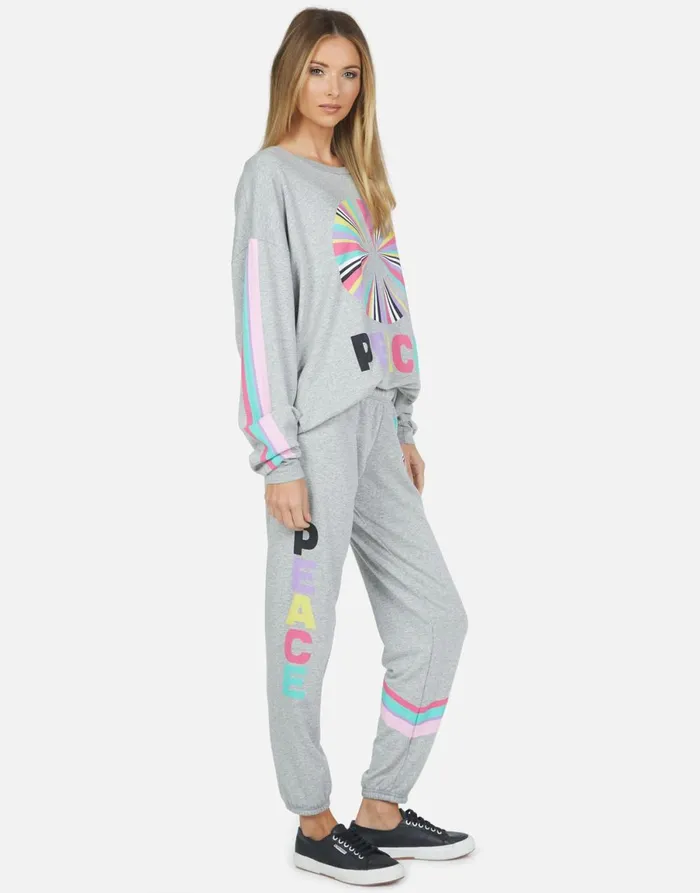 Brynn Rainbow Ray Peace Heather Grey Women039s Lauren Moshi Long Sweatpants